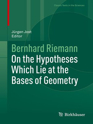 cover image of On the Hypotheses Which Lie at the Bases of Geometry